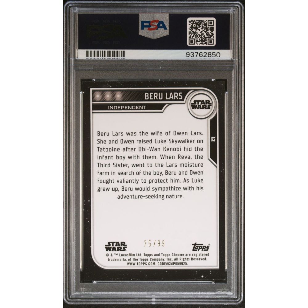 2023 Star Wars Chrome Beer Lars #75/99 Green Refractor PSA 9