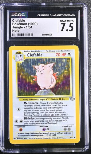 1999 Pokémon English Clefable 1/64 Jungle Unlimited Rare Holo CGC 7.5