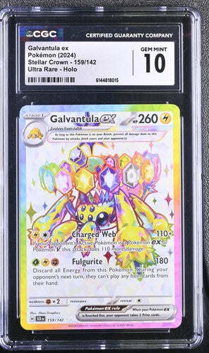 2024 Pokémon English Galvantula ex 159/142 Stellar Crown Ultra Rare Holo CGC Gem Mint 10