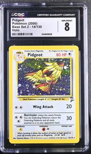 2000 Pokémon English Pidgeot 14/130 Base Set 2 Rare Holo CGC 8