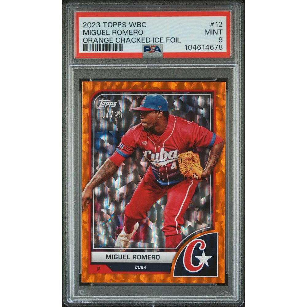 2023 TOPPS WORLD BASEBALL CLASSIC 12 MIGUEL ROMERO ORANGE CRACKED ICE FOIL