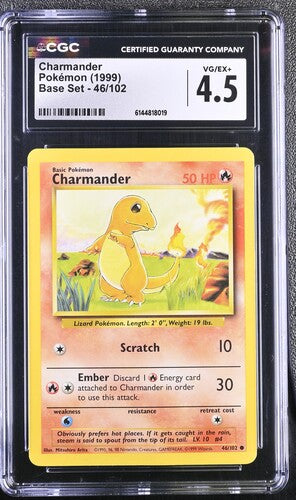 1999 Pokémon English Charmander 46/102 Base Set Unlimited Common CGC 4.5