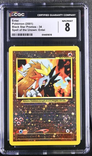 2001 Pokémon English Entei 34 WotC Black Star Promo Reverse Holo CGC 8