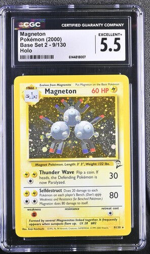 2000 Pokémon English Magneton 9/130 Base Set 2 Rare Holo CGC 5.5