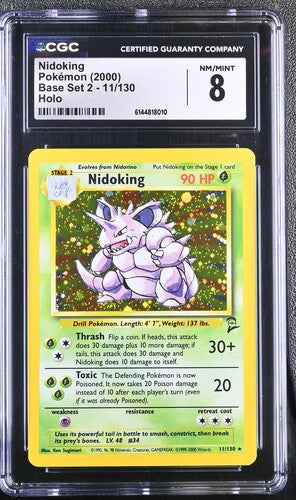 2000 Pokémon English Nidoking 11/130 Base Set 2 Rare Holo CGC 8