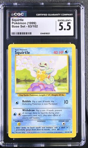 1999 Pokémon English Squirtle 63/102 Base Set Unlimited Common CGC 5.5