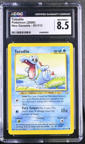 2000 Pokémon English Totodile 81/111 Neo Genesis Unlimited Common CGC 8.5